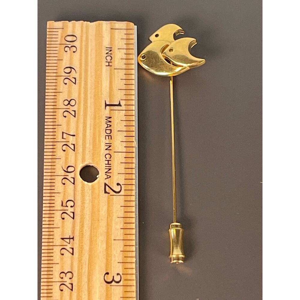 Vintage Trifari School of Fish Stick Pin/Hatpin-Gold Tone - Picture 4 of 5